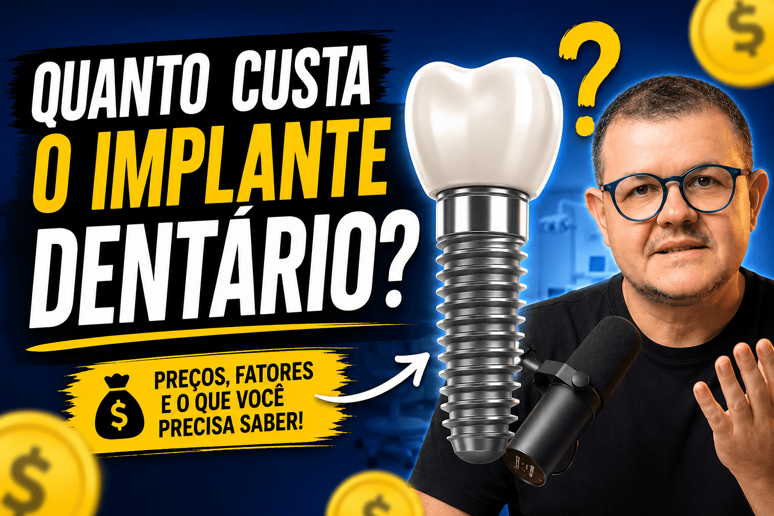 Dentista explicando quanto custa um implante dentário em Campinas e os fatores que influenciam no valor do tratamento.