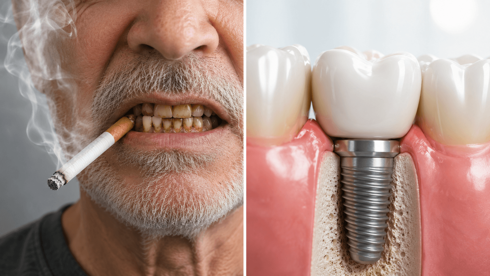 Paciente fumante em avaliação para implante dentário e protocolo fixo em Campinas com planejamento odontológico na Freitas Odontologia.