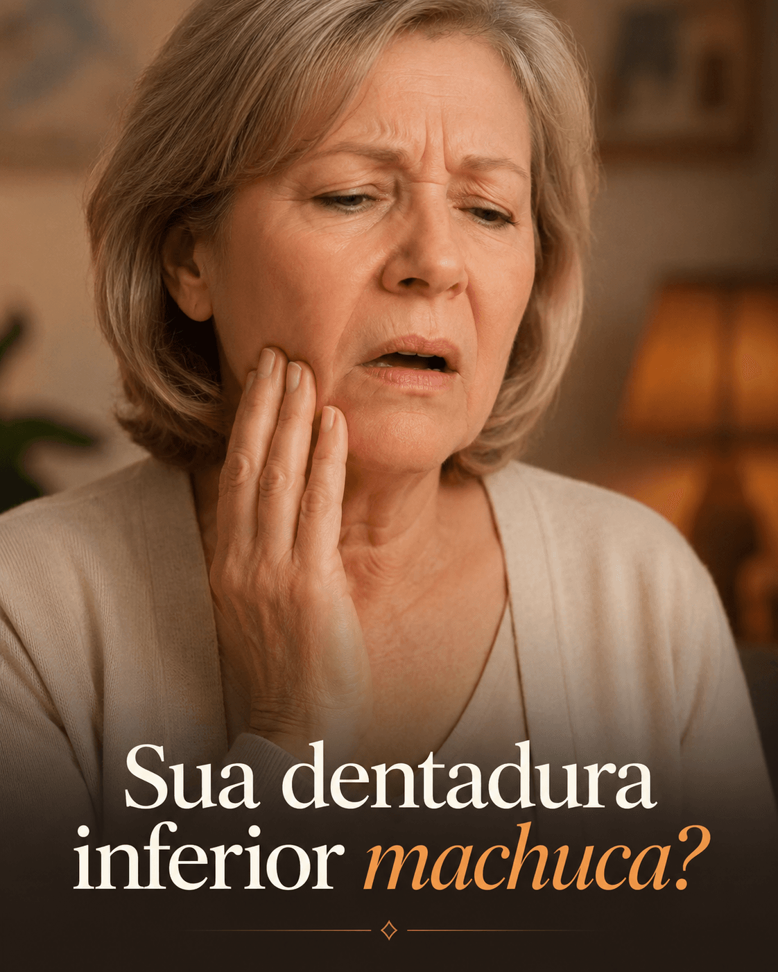 Paciente em consulta sobre dentadura inferior que machuca na Freitas Odontologia em Campinas